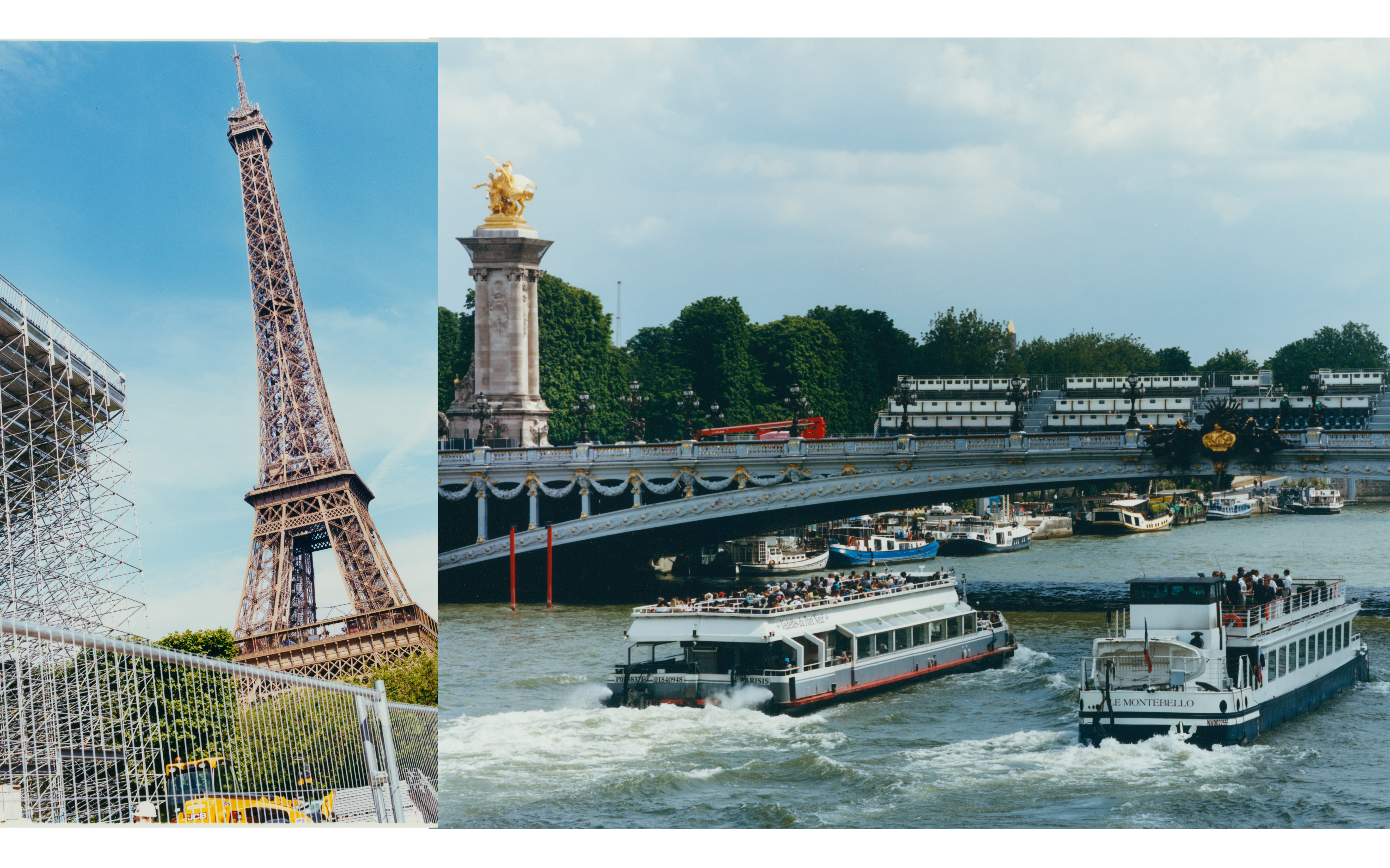 Left : Behind a tribune at the *Stade Tour Eiffel*
Right : Vedettes under the bridge and tribunes of Pont Alexandre III - © Maciek Pożoga