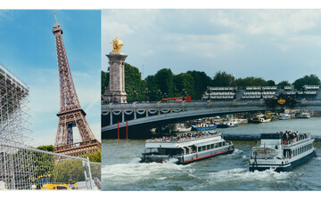 Left : Behind a tribune at the *Stade Tour Eiffel*
Right : Vedettes under the bridge and tribunes of Pont Alexandre III - © Maciek Pożoga