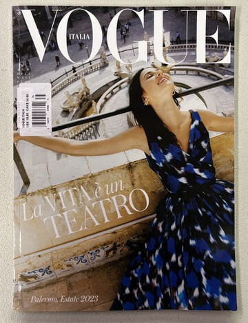 *Life is a Stage* for Vogue Italia. Contemporary Palermitan wearing the Palermitan mask for a Vogue editorial. 
*{Art Director : Juan Costa Paz Styling di Vittoria Cerciello - Photographer assistants William Fleming, Stefano D'Angelo - Hair Andrea Martinelli - Make-up Giulia Cigarini - Casting Director Julia Asaro - Post production RetouchGradingBureau}* - © Maciek Pożoga