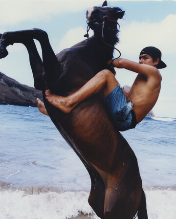 Spent some time in May on the Marquesa island of Ua Huka, to photograph Vohi Brown and his clique. Vohi is a local celebrity known for his specific technique of training wild horses in the breaking water, reducing by doing so, the chances of casualities for either the horse or his rider. *{The subject was initiated by Jean Baptiste Bonaventure, AD Elie Vilette. Published in En Vols (Air France magazine)}* - © Maciek Pożoga
