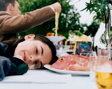 A big feast fashion editorial, shot in the suburbs of Berlin with a group of young actresses and actors, as well as legendary Fassbinder muse, Irm Hermann.* {Styling by Samira Fricke. Photo assistant : François Briens}* - © Maciek Pożoga